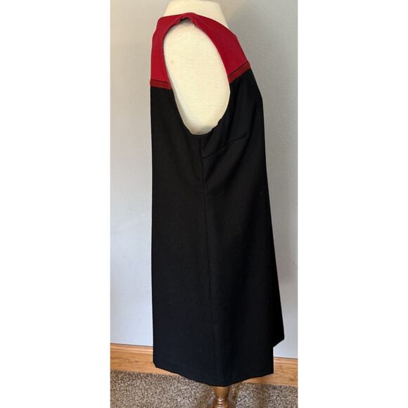 Talbots Sheath Dress Sz 12 Black Red 100% Wool Vintage Classic Holiday Dressy - Picture 7 of 13